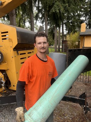 Levi, a Bob's Property Solutions crew member, on a Puyallup job site